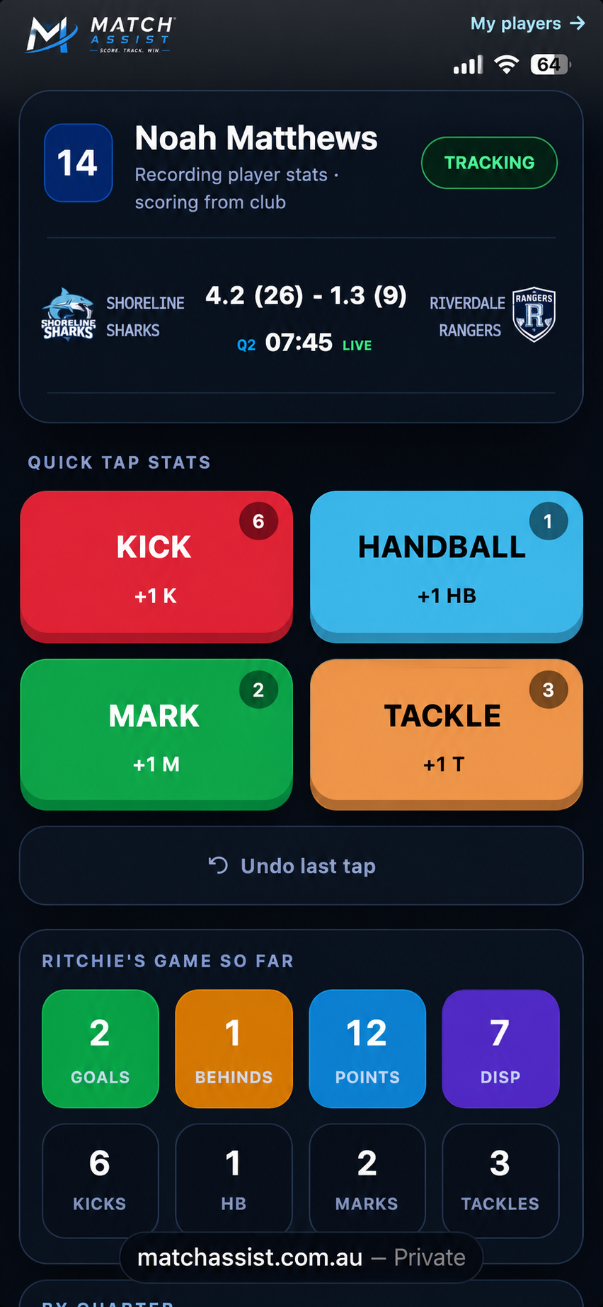 Contact stats live screen